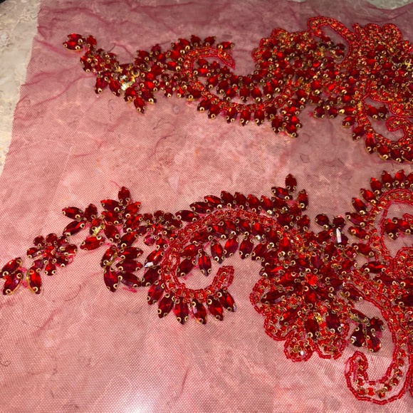 NWOT Shiny Rhinestone Pair Applique Patch for Prom Dress Belt Arts Crafts Sewing - Picture 9 of 10